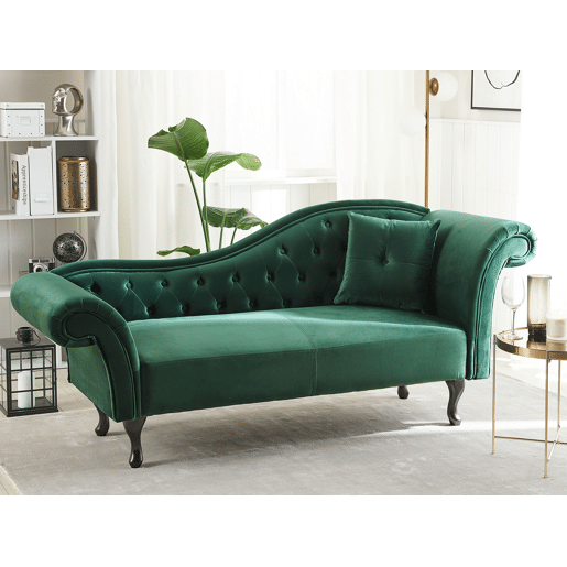 Chaise longue à direita LATTES Veludo Verde escuro