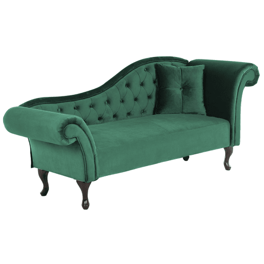 Chaise longue à direita LATTES Veludo Verde escuro