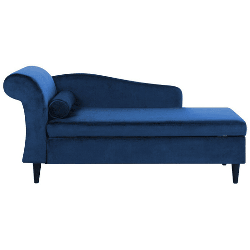 Chaise longue à esquerda LUIRO Veludo Azul marinho com arrumação