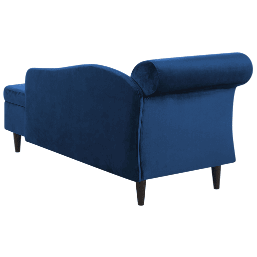 Chaise longue à esquerda LUIRO Veludo Azul marinho com arrumação
