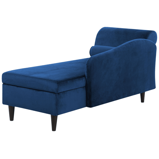Chaise longue à esquerda LUIRO Veludo Azul marinho com arrumação