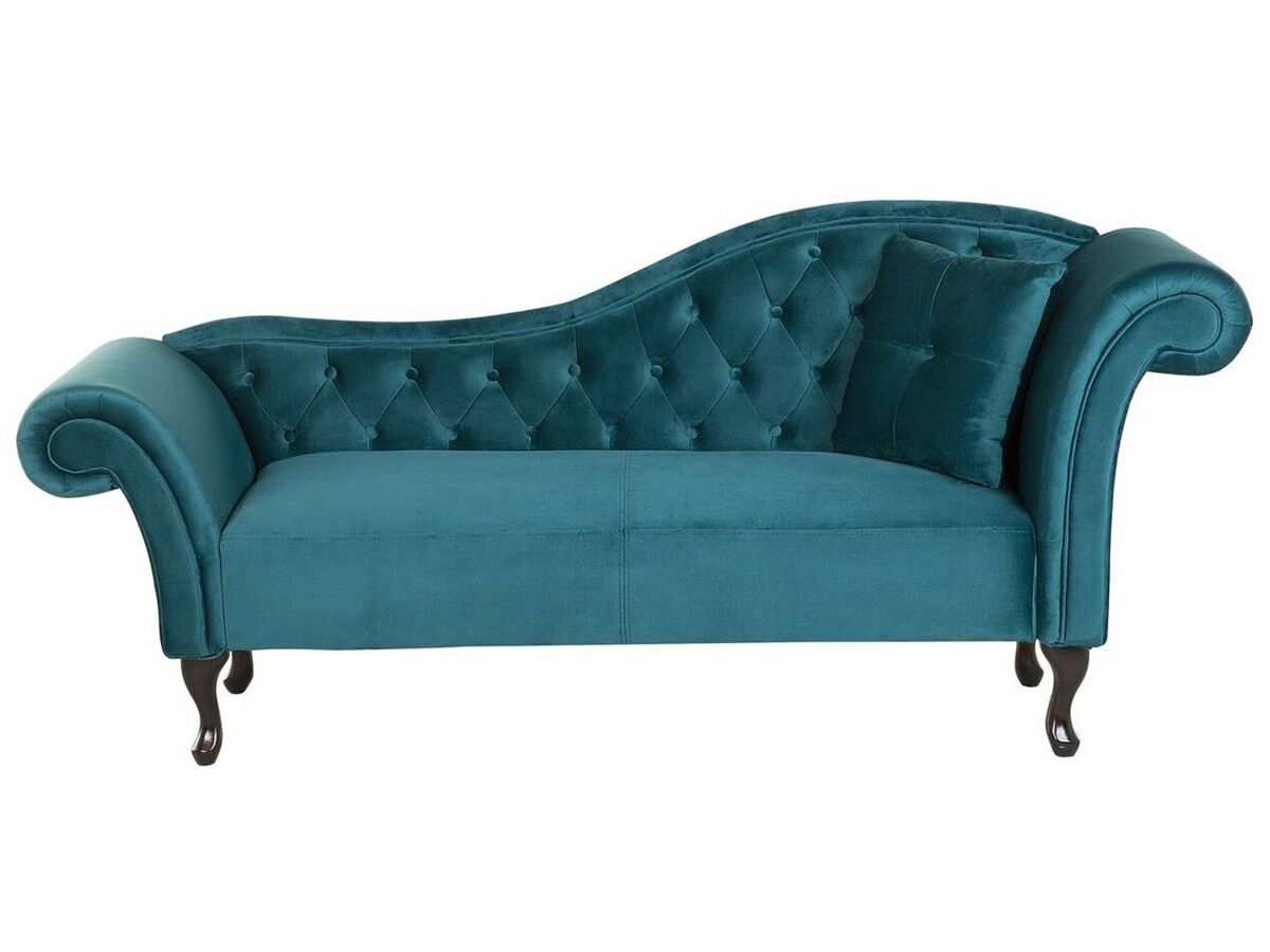 Beliani Chaise longue derecho Terciopelo LATTES Azul/ Verde