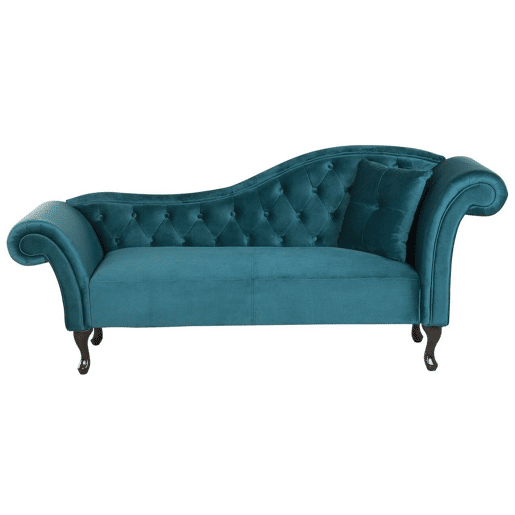 Chaise longue à direita LATTES Veludo Azul esverdeado