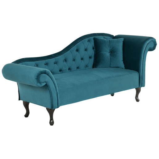 Chaise longue à direita LATTES Veludo Azul esverdeado