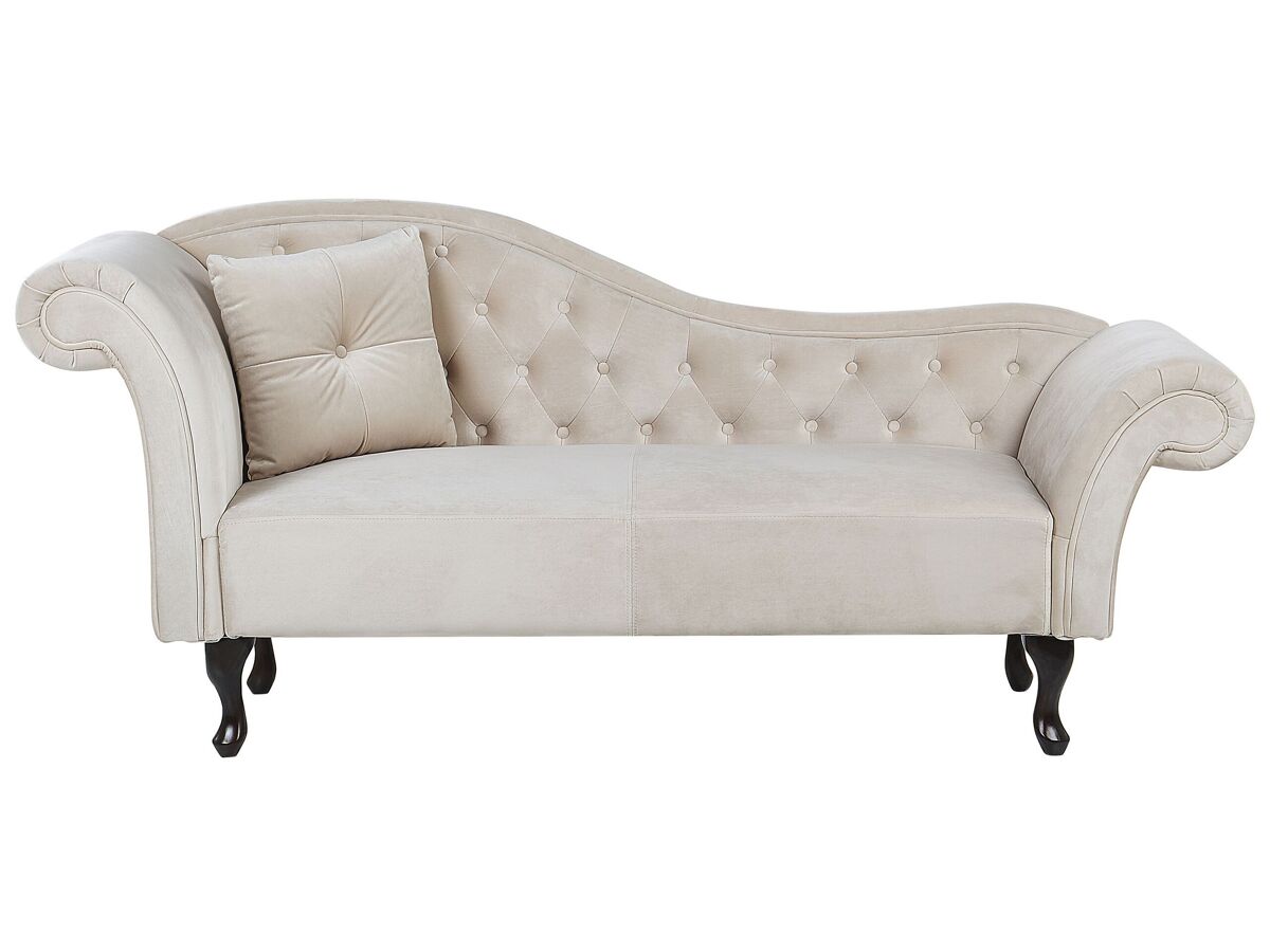 Beliani Chaise longue izquierdo Terciopelo LATTES Beige