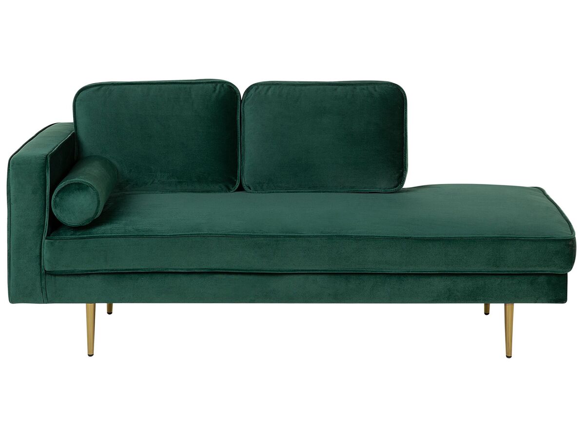Beliani Chaise longue izquierdo Terciopelo MIRAMAS Verde Oscuro
