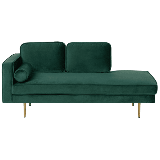 Chaise longue à esquerda MIRAMAS Veludo Verde esmeralda
