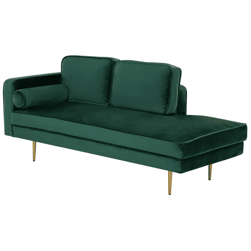 Chaise longue à esquerda MIRAMAS Veludo Verde esmeralda