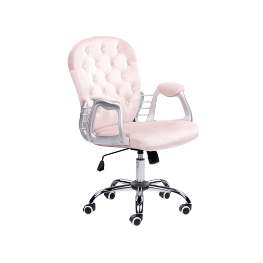 Cadeira de escritório PRINCESS Veludo Rosa pastel