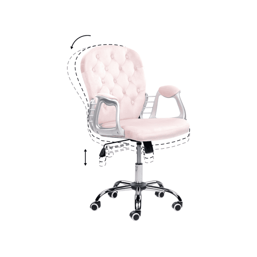 Cadeira de escritório PRINCESS Veludo Rosa pastel
