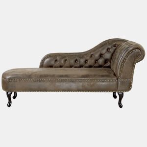Chaise longue à direita NIMES Camurça sintética Castanho