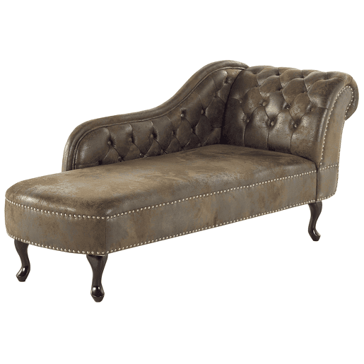 Chaise longue à direita NIMES Camurça sintética Castanho