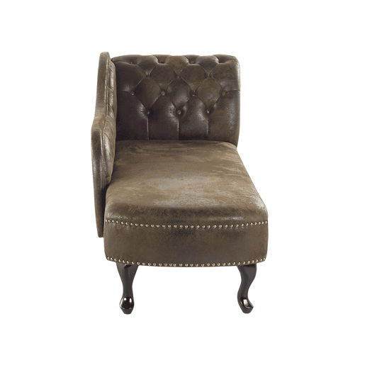 Chaise longue à direita NIMES Camurça sintética Castanho