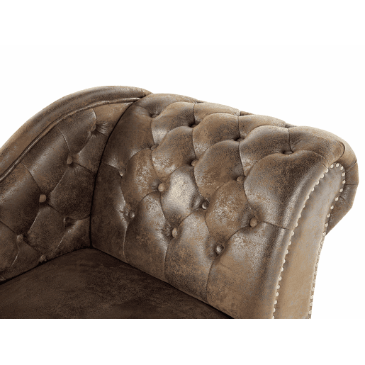 Chaise longue à direita NIMES Camurça sintética Castanho