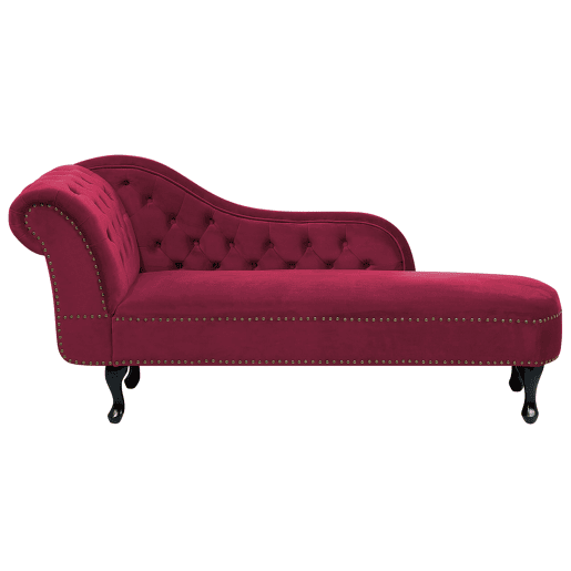 Chaise longue à esquerda NIMES Veludo Bordeaux