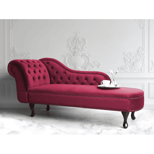 Chaise longue à esquerda NIMES Veludo Bordeaux