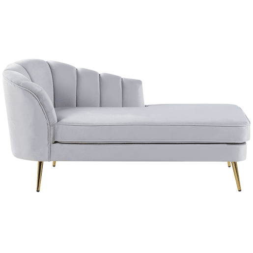 Chaise longue à esquerda ALLIER Veludo Cinzento claro