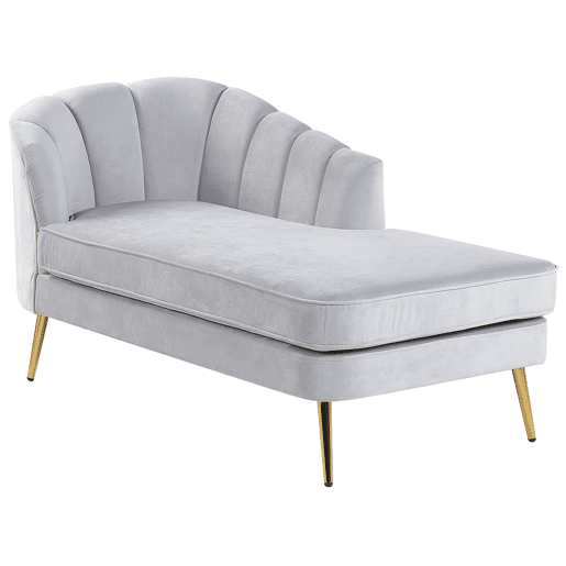 Chaise longue à esquerda ALLIER Veludo Cinzento claro