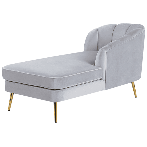 Chaise longue à esquerda ALLIER Veludo Cinzento claro