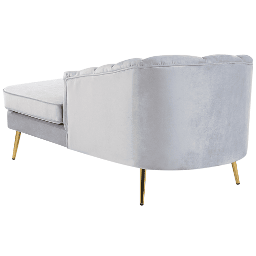 Chaise longue à esquerda ALLIER Veludo Cinzento claro