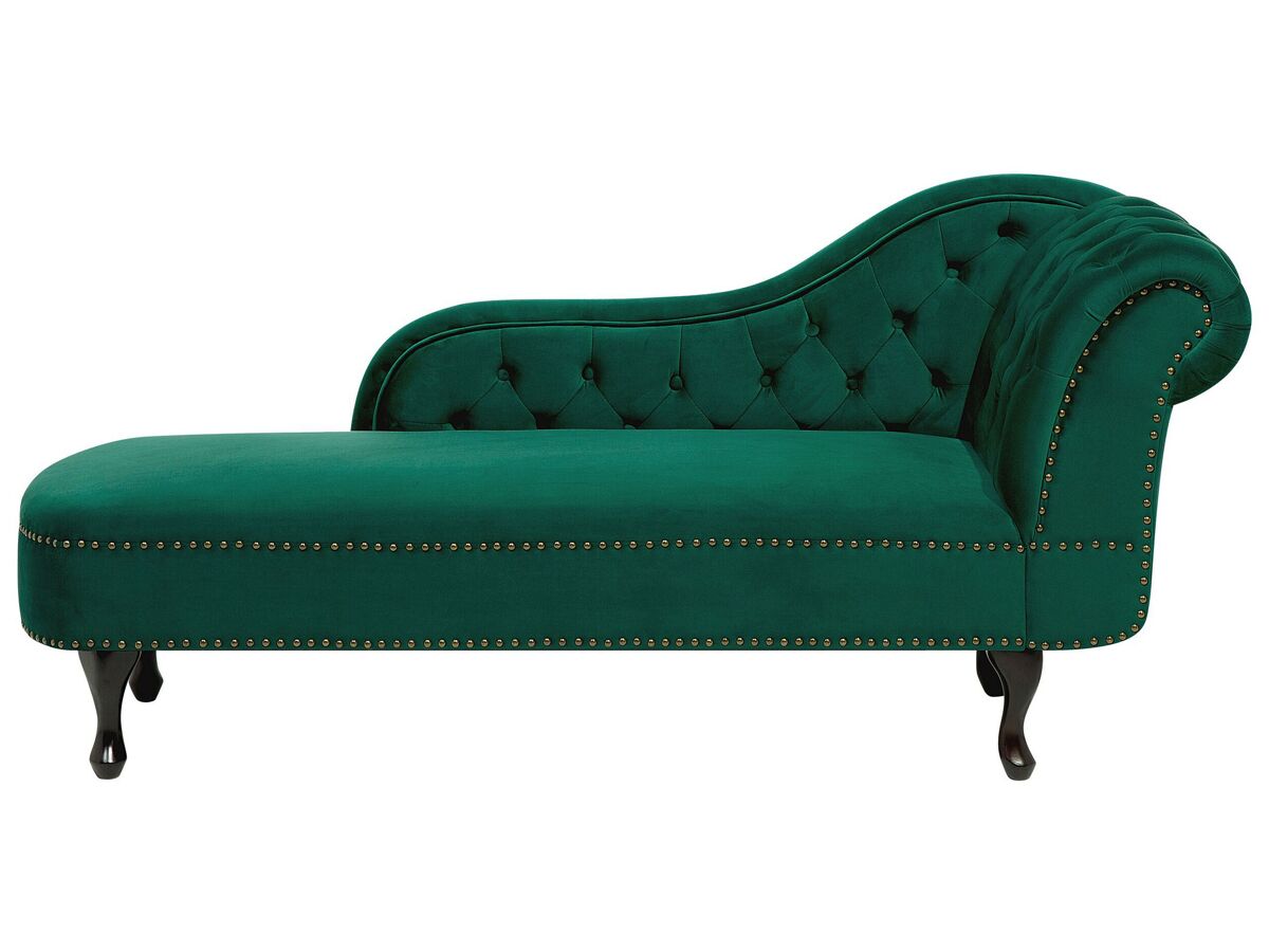 Beliani Chaise longue derecho Terciopelo NIMES Verde Oscuro