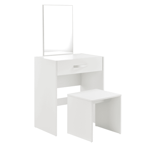 Conjunto de toucador Reykjavik Mesa de maquilhagem com espelho e banco - 132 x 63 x 39 cm - Branco en.casa
