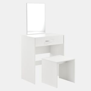Conjunto de toucador Reykjavik Mesa de maquilhagem com espelho e banco - 132 x 63 x 39 cm - Branco en.casa