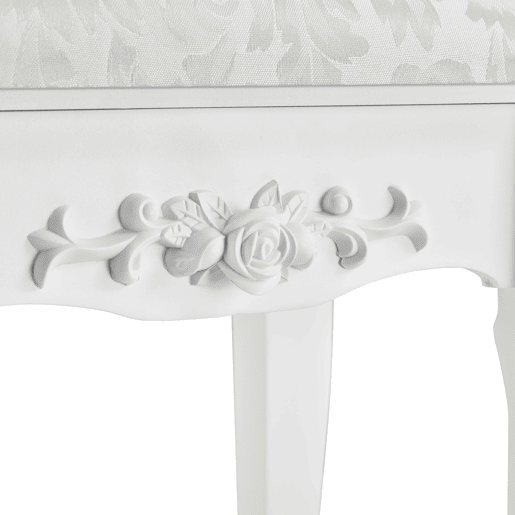 Conjunto de toucador Limerick - Mesa de maquilhagem com espelho e banco almofadado em MDF 141 x 75 x 40cm - Branco en.casa