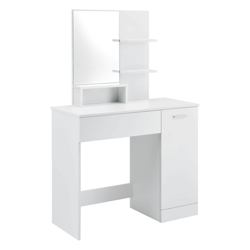 Penteadeira Krugersdorp Mesa de maquilhagem com espelho aglomerado 138 x 90 x 38 cm - Branco en.casa.