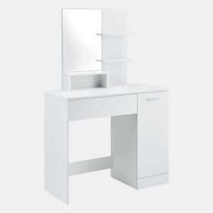 Penteadeira Krugersdorp Mesa de maquilhagem com espelho aglomerado 138 x 90 x 38 cm - Branco en.casa.
