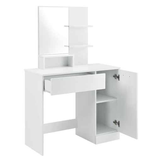 Penteadeira Krugersdorp Mesa de maquilhagem com espelho aglomerado 138 x 90 x 38 cm - Branco en.casa.