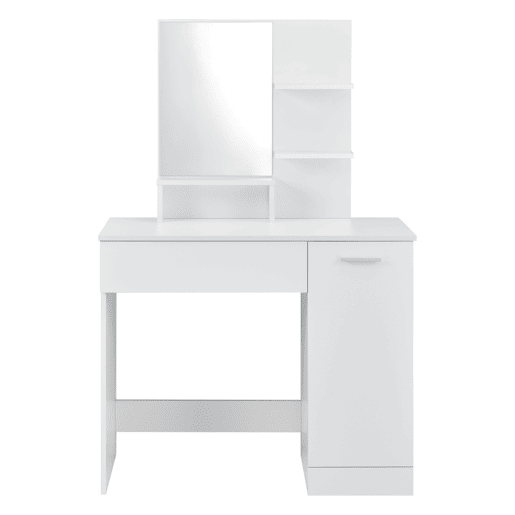Penteadeira Krugersdorp Mesa de maquilhagem com espelho aglomerado 138 x 90 x 38 cm - Branco en.casa.