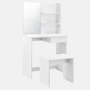 Conjunto de toucador Katrineholm Mesa de maquilhagem Katrineholm com espelho e banco MDF 141 x 75 x 39,7 cm - Branco en.casa