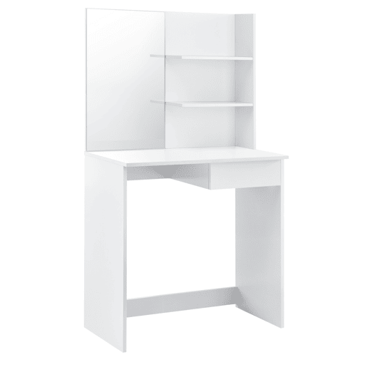 Conjunto de toucador Katrineholm Mesa de maquilhagem Katrineholm com espelho e banco MDF 141 x 75 x 39,7 cm - Branco en.casa