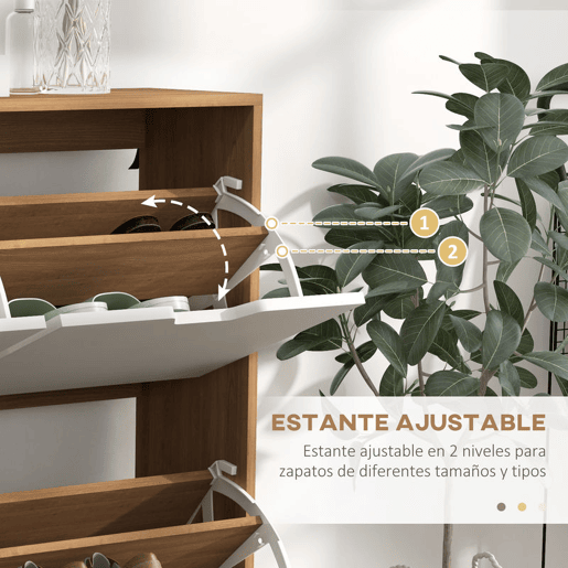 HOMCOM Sapateira com 4 Gavetas e Prateleiras Ajustáveis Móvel para Sapatos de Corredor para 16 Pares de Sapatos 95x26x95 cm Madeira