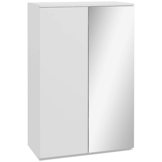 HOMCOM Sapateira com Espelho Móvel Sapateira para 18 Pares de Sapatos com Prateleiras Ajustáveis para Entrada 60x32x95 cm Branco