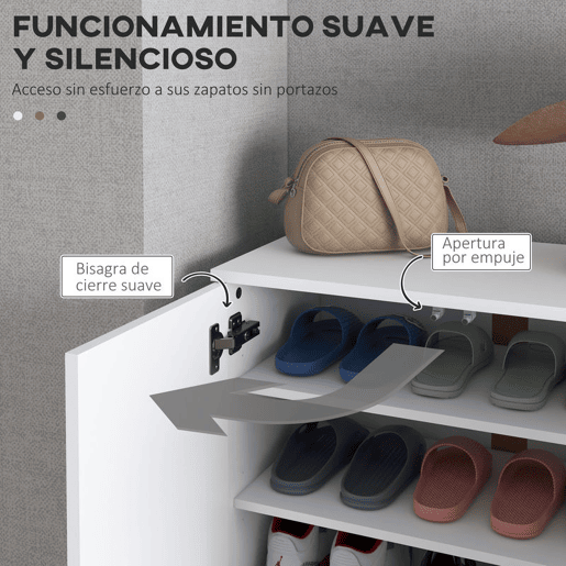 HOMCOM Sapateira com Espelho Móvel Sapateira para 18 Pares de Sapatos com Prateleiras Ajustáveis para Entrada 60x32x95 cm Branco