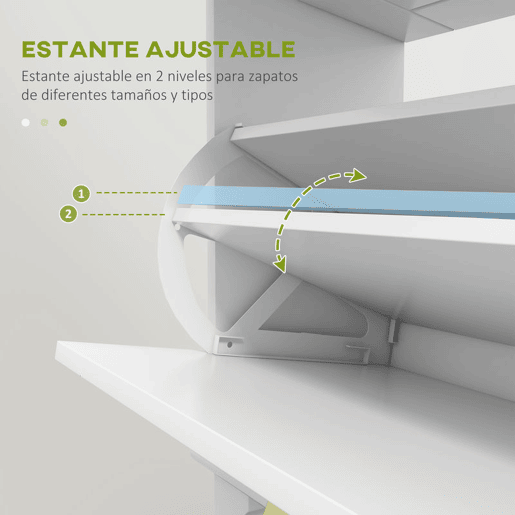 HOMCOM Sapateira Branca Móvel Sapateira Estreita com 2 Portas e 1 Gaveta para 8 Pares de Sapatos para Entrada Corredor 60x23,5x98,5 cm Branco