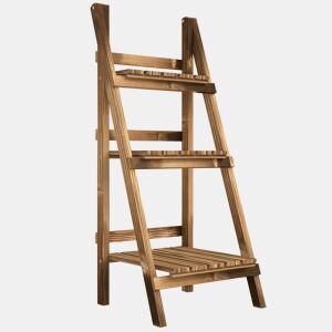 Outsunny Suporte para Plantas de 3 Níveis Prateleira para Plantas Dobrável Suporte para Vasos de Madeira para Interior e Exterior 40x37x93 cm Madeira