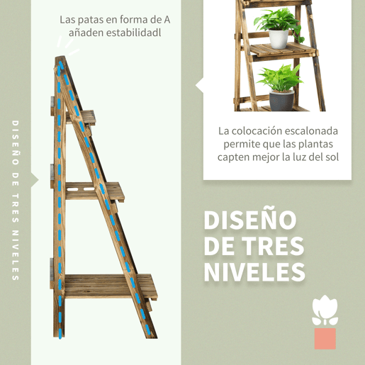 Outsunny Suporte para Plantas de 3 Níveis Prateleira para Plantas Dobrável Suporte para Vasos de Madeira para Interior e Exterior 40x37x93 cm Madeira Outsunny Suporte para Plantas de 3 Níveis Prateleira para Plantas Dobrável Suporte para Vasos de Madeira para Interior e Exterior 40x37x93 cm Madeira