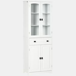 HOMCOM Armário de Cozinha Móvel Auxiliar de Cozinha com 4 Portas 1 Gaveta e 2 Prateleiras Ajustáveis para Sala de Jantar 60x30x160 cm Branco