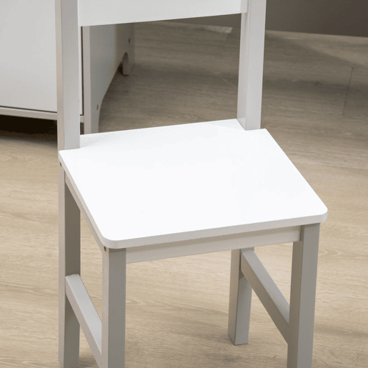 HOMCOM Conjunto de Mesa e Cadeira Infantil de Madeira com Quadro Branco Mesa de Estudo para Crianças acima de 5 Anos Móvel Escritório Infantil 90x45x85cm Cinza
