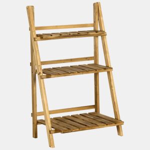 Outsunny Suporte para Plantas de 3 Níveis Prateleira para Plantad Dobrável Suporte para Vasos de Madeira para Interior e Exterior 60x37x93 cm Madeira