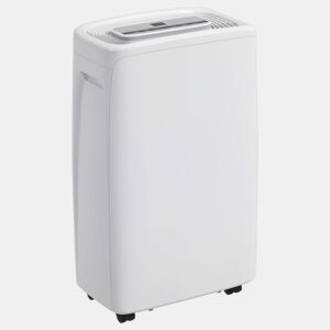 HOMCOM Desumidificador Elétrico 12LDia com 4 Modos 2 Velocidades Desligamento Automático Ecrã LED Temporizador Silencioso para Dormitório Sala de Estar Cozinha 29x18x49 cm Branco