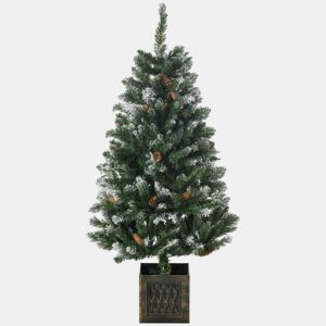 HOMCOM Árvore de Natal artificial com vaso 120 cm Árvore de Natal com neve com 328 ramos 20 pinhas e suporte de metal Decoração de Natal interior Verde