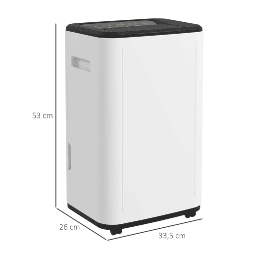 HOMCOM Desumidificador Elétrico Depósito de Água 6 Litros 20LDia com 4 Modos 2 Velocidades Ecrã LED Temporizador Silencioso para Dormitório Sala de Estar Cozinha 33,5x26x53 cm Branco HOMCOM Desumidificador Elétrico Depósito de Água 6 Litros 20LDia com 4 Modos 2 Velocidades Ecrã LED Temporizador Silencioso para Dormitório Sala de Estar Cozinha 33,5x26x53 cm Branco