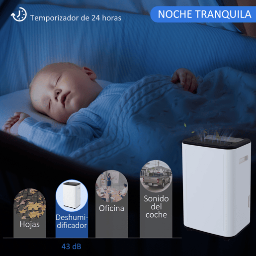 HOMCOM Desumidificador Elétrico Depósito de Água 6 Litros 20LDia com 4 Modos 2 Velocidades Ecrã LED Temporizador Silencioso para Dormitório Sala de Estar Cozinha 33,5x26x53 cm Branco HOMCOM Desumidificador Elétrico Depósito de Água 6 Litros 20LDia com 4 Modos 2 Velocidades Ecrã LED Temporizador Silencioso para Dormitório Sala de Estar Cozinha 33,5x26x53 cm Branco