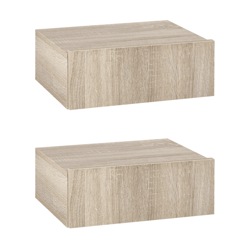 HOMCOM Conjunto de 2 Mesas de Cabeceira com 1 Gaveta Desenho Montado na Parede Estilo Moderno para Dormitório 40x30x15cm Madeira