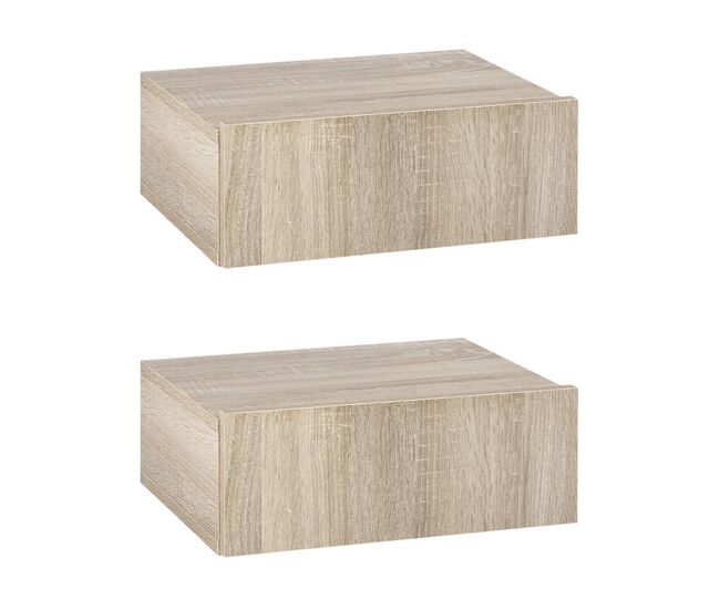Homcom juego de 2 mesitas de noche flotantes con cajón, mesillas de noche dormitorio, montado en la pared, estilo moderno, para sala de estar,