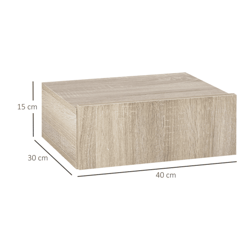 HOMCOM Conjunto de 2 Mesas de Cabeceira com 1 Gaveta Desenho Montado na Parede Estilo Moderno para Dormitório 40x30x15cm Madeira
